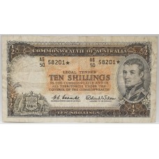 AUSTRALIA 1961 . TEN 10 SHILLINGS BANKNOTE . COOMBS/WILSON . STAR NOTE